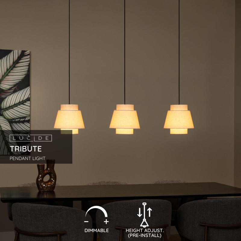 Lucide TRIBUTE - Závesné svietidlo - 3xE27 - Krémové